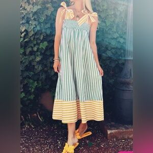 Buru Contrast Tie Top Midi Dress‎ Size XS/S EUC